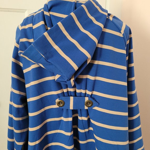For Cynthia Blue and Tan Stripe Hooded High Low Jacket. Size XL - Picture 9 of 12